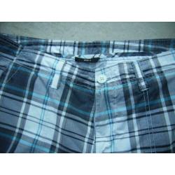 HEMA heren bermuda grijs/creme/aqua geblokt,mt XL,nieuwstaat