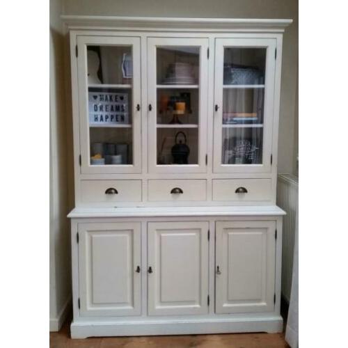 Massief houten vitrinekast wit TEAB