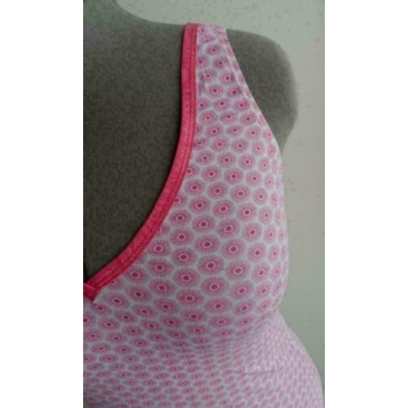 Glad NW roze/wit BJORN BORG stretch top "pluisjes printje" M