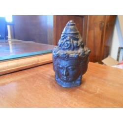 1807 antiek metalen aziatisch beeldje met 3 gezichten 13x8cm
