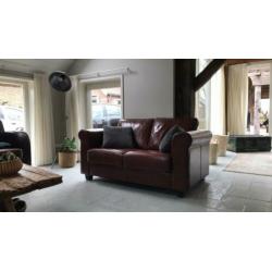 Cognac leren bank 2 zits