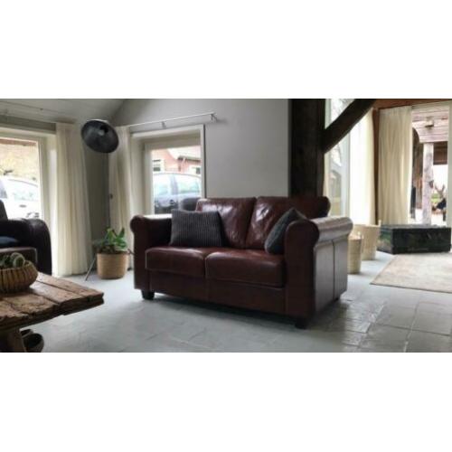 Cognac leren bank 2 zits