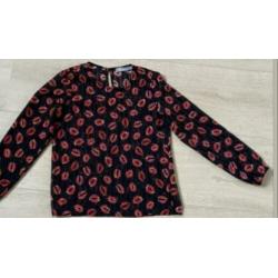 Schattig nieuw Geisha shirt maat 152 Zwart met rode lippen