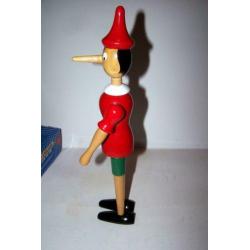 Prachtige flexibele houten Pinokkio. 30cm. Nieuw in doos.