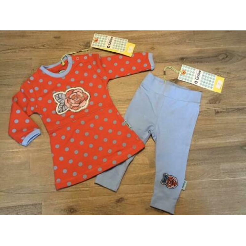 Nieuw setje O’Chillie lente rood jurkje stip en legging 86
