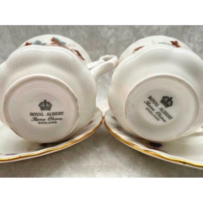 2 Geweldig mooie puntgave brocante ROYAL ALBERT theekopjes