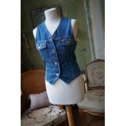Vintage spijkergoed vest gilet Chipie mt 36/38