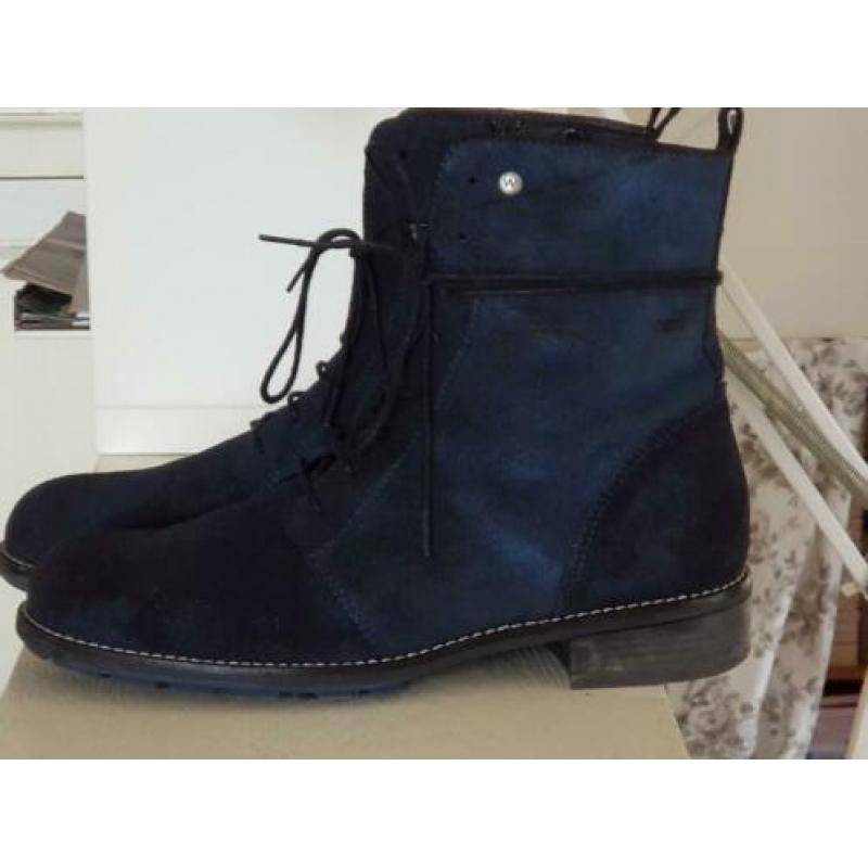 Wolky, 42, enkellaarsjes, donkerblauw, als nieuw en stoer!
