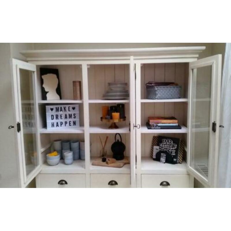 Massief houten vitrinekast wit TEAB