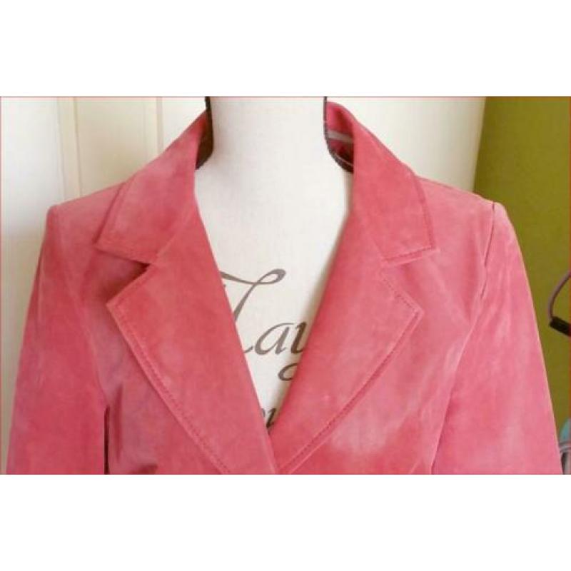 SOHO donker roze lederen jas/colbert maat 42 z.g.a.n.