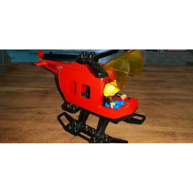 Duplo politie motor, brandweer auto en helikopter, cars