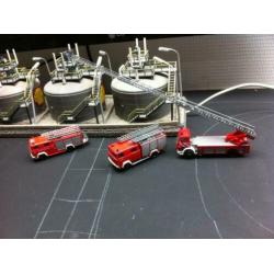 3 Stuks brandweerwagens HO 1:87 mooie scenery wiking