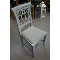 4 hele mooie sierlijke eetkamerstoelen hout stof brocante
