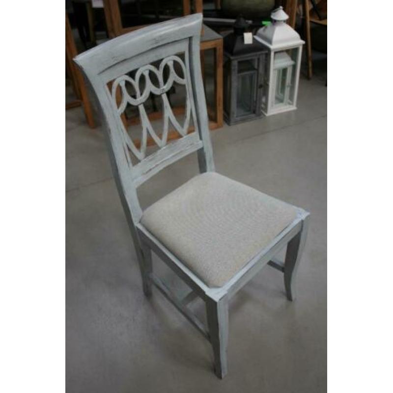 4 hele mooie sierlijke eetkamerstoelen hout stof brocante