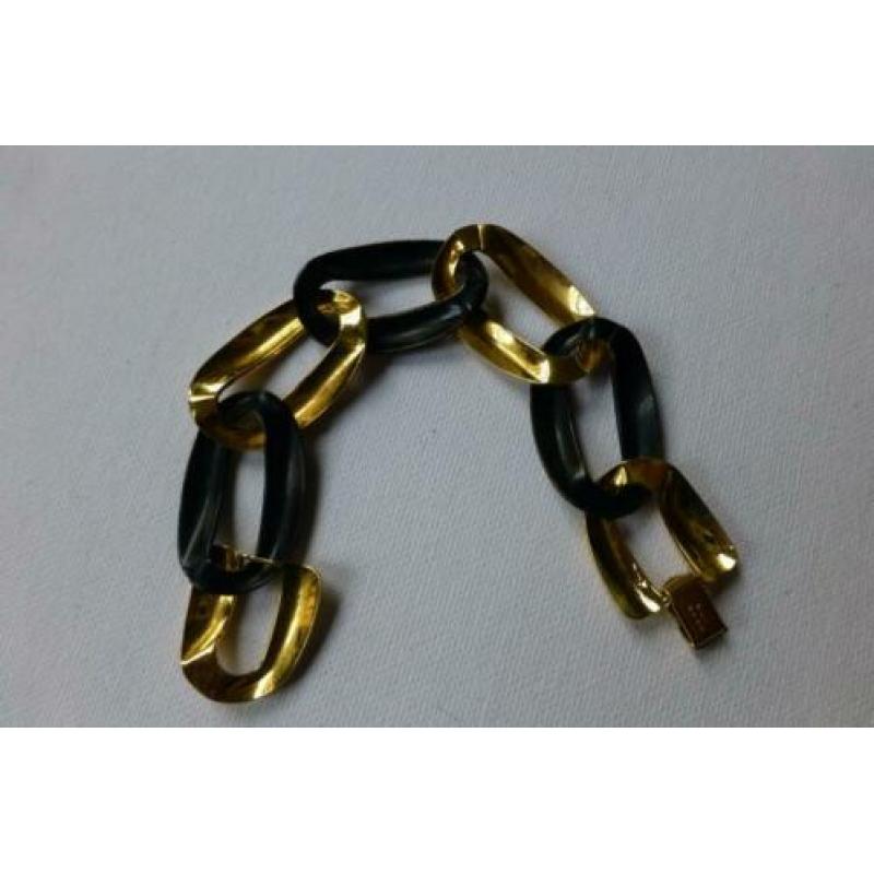 NAPIER schakel - Armband Zwart-Goud / gesigneerd
