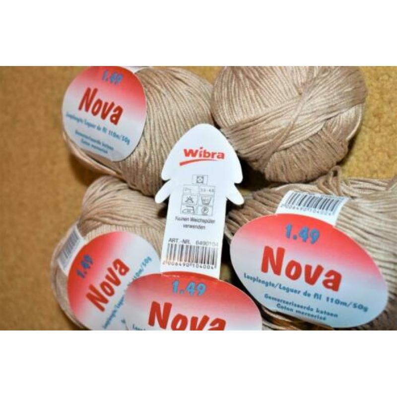 haak en brei garen Nova beige katoen 5 bollen