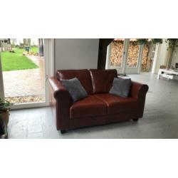 Cognac leren bank 2 zits