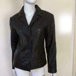 3909 Gloednieuwe bruine leren jas blazer CHAZZ; Mt=36