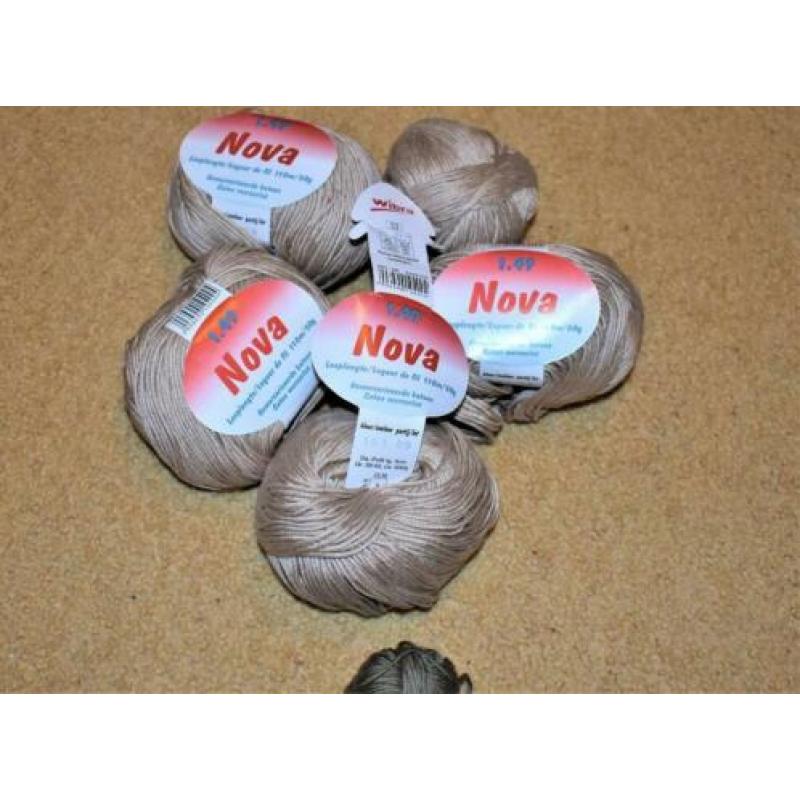 haak en brei garen Nova beige katoen 5 bollen