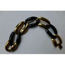 NAPIER schakel - Armband Zwart-Goud / gesigneerd