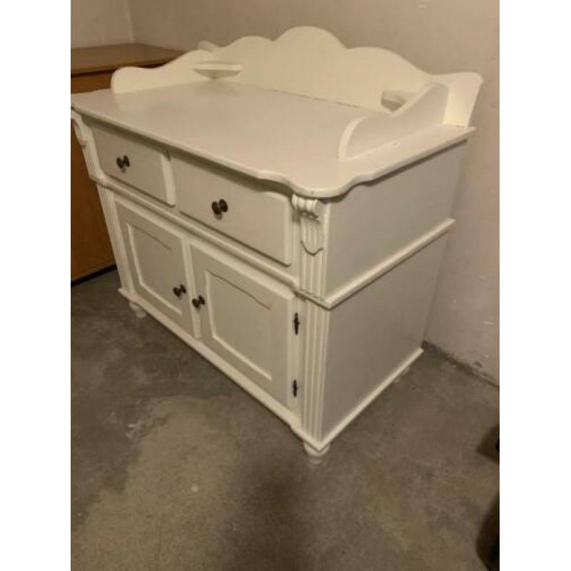 Brocante witte houten commode in top staat!