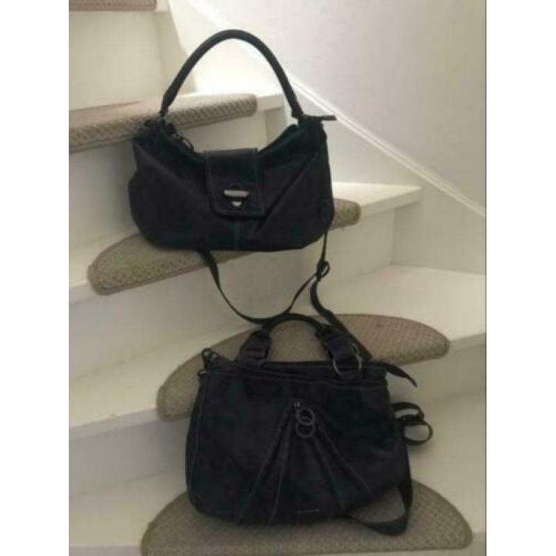 claudio ferrici damestas 2 x - fossil rode leren tas