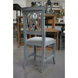 4 hele mooie sierlijke eetkamerstoelen hout stof brocante