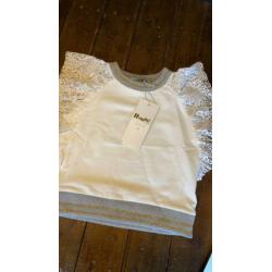 Maat 98. Shirt met kant. Rumbl royal.