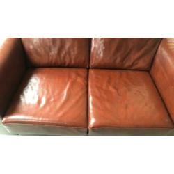 Cognac leren bank 2 zits