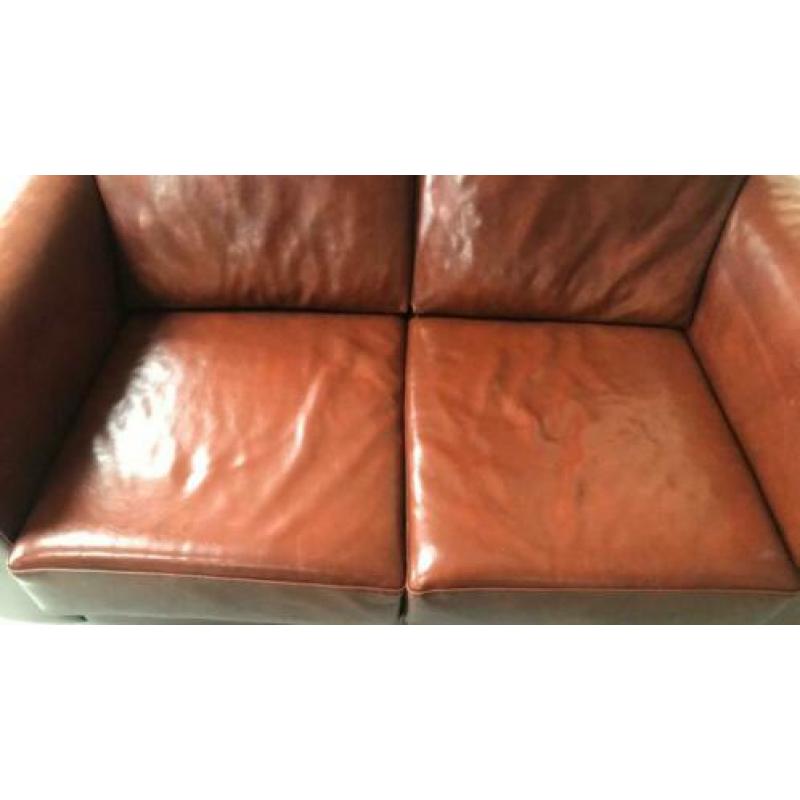 Cognac leren bank 2 zits