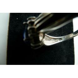 Zilveren ring 925, blauw, geslepen rijnsteen, maat 20