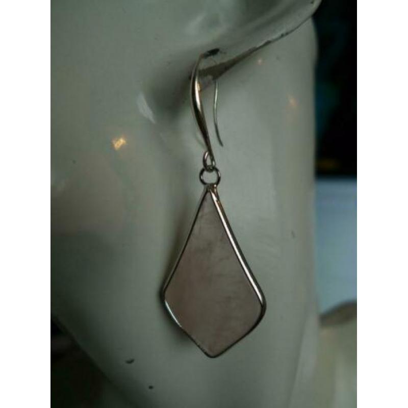 roze quartz oorbellen