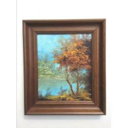 Olie op paneel: Lacustre Landschap (M/Ny 29 x 25) NEW !