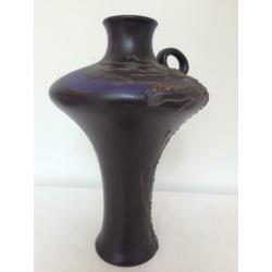 VINTAGE Ruscha vaas Art Nouveau stijl 31CM Matzwart goud