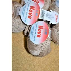 haak en brei garen Nova beige katoen 5 bollen