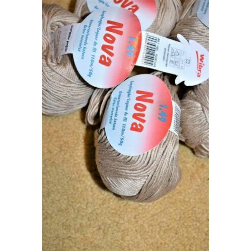 haak en brei garen Nova beige katoen 5 bollen