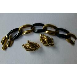 NAPIER schakel - Armband Zwart-Goud / gesigneerd