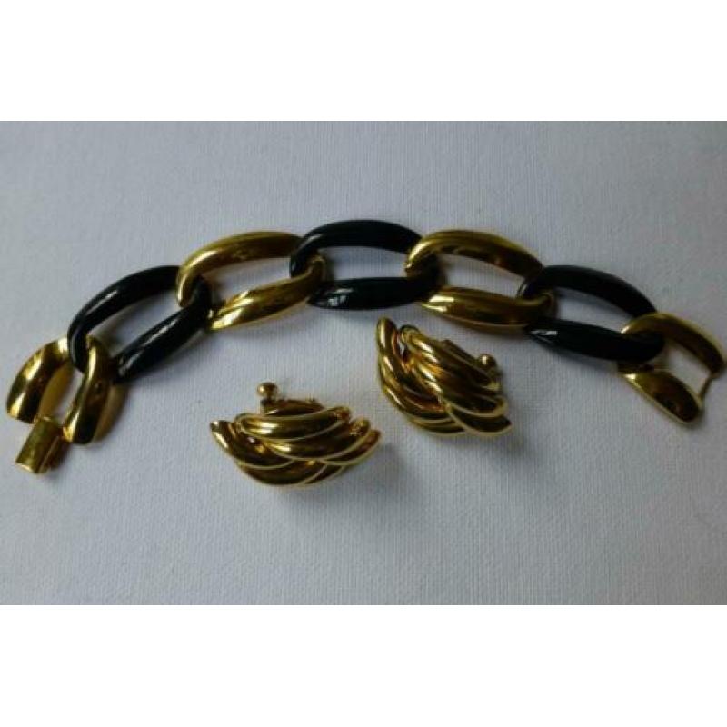 NAPIER schakel - Armband Zwart-Goud / gesigneerd