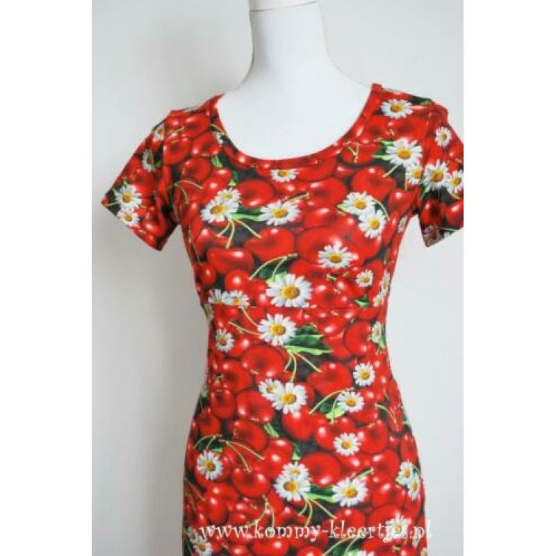 Jurkje rood kersen madeliefjes 98 104 110 116 NIEUW