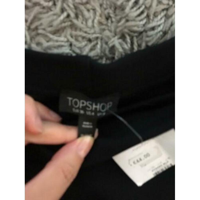 topshop ribbel rok stretch zwart kant s 36 nieuw