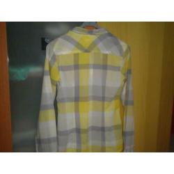 Blouse van Esprit maat XS (34) geel grijs geblokt NIEUW