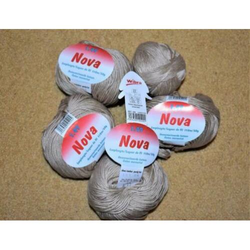 haak en brei garen Nova beige katoen 5 bollen