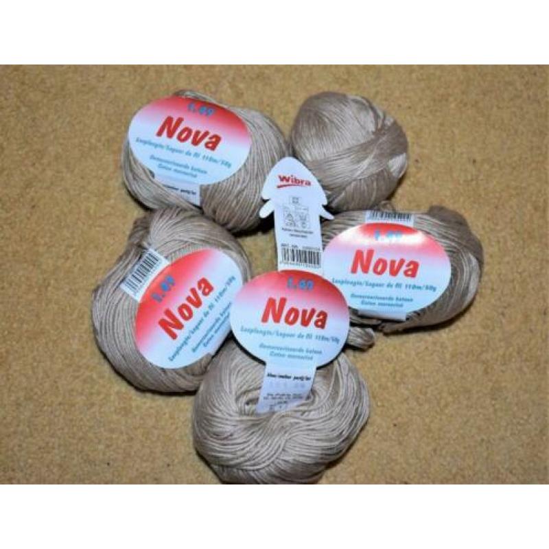 haak en brei garen Nova beige katoen 5 bollen