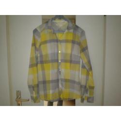 Blouse van Esprit maat XS (34) geel grijs geblokt NIEUW