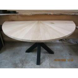 massief eiken Bureau tafel half rond met spin poot