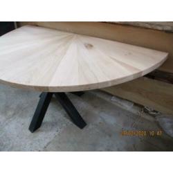 massief eiken Bureau tafel half rond met spin poot