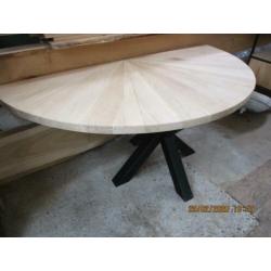 massief eiken Bureau tafel half rond met spin poot