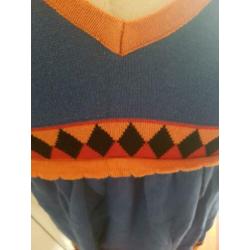 Boho hippie anthropologie top shirt blauw retro gebreid