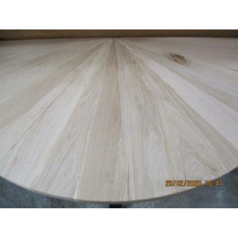 massief eiken Bureau tafel half rond met spin poot