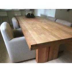 Nu ophalen: 4 luxe beige eetkamer fauteuils op wieltjes